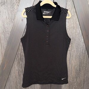 Nike Golf Dri-Fit Black and White Striped Sleeveless Shirt
